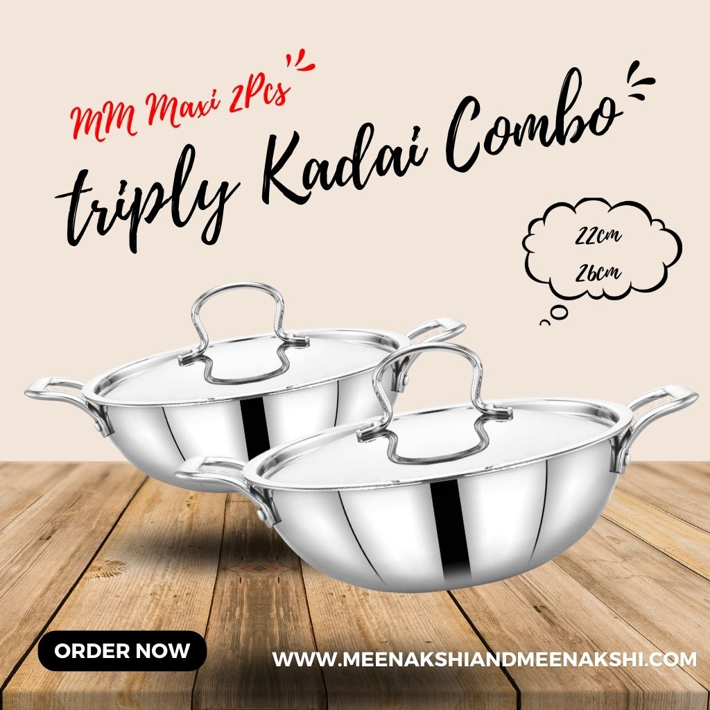 Coconut Stainless Steel Fusion Series Triply Kadai with Stainless