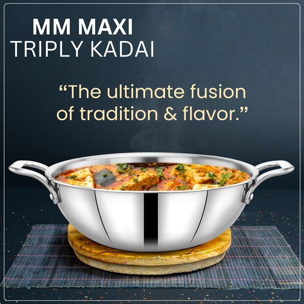 Coconut Stainless Steel Fusion Series Triply Kadai with Stainless