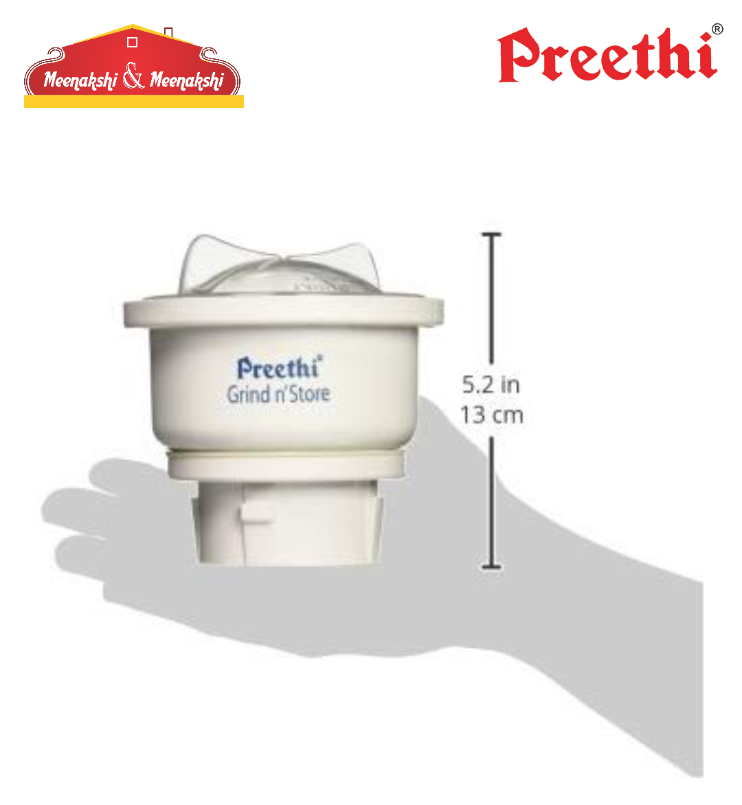 Preethi 0.4-Liter Grind N' Store Blue Leaf Chutney Jar