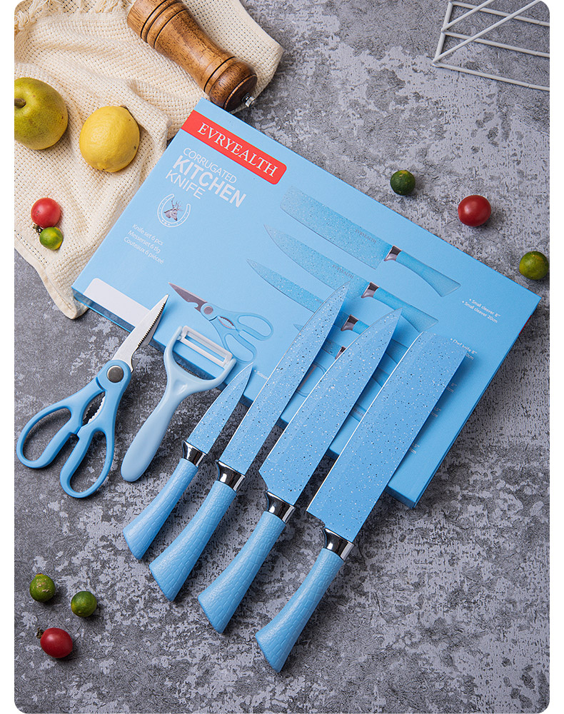 Everrich 6 Pcs Corrugated Kitchen Knife Set